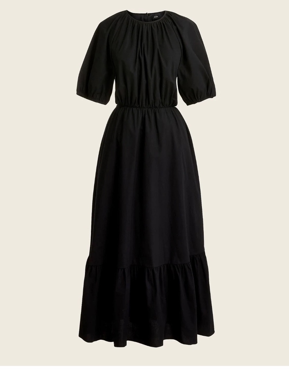 J. Crew Black Maxi Dress with Puff Sleeves